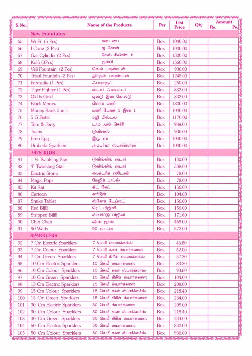 Price List Page 3